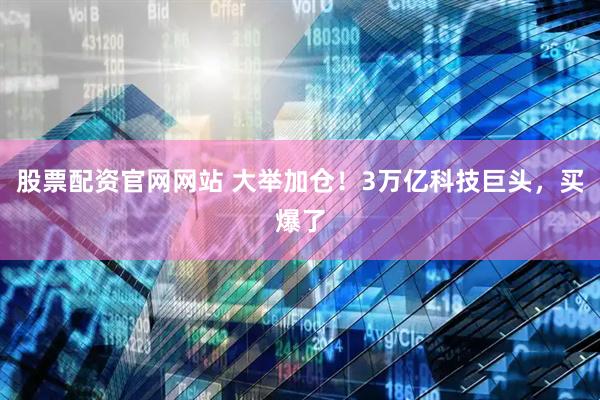 股票配资官网网站 大举加仓！3万亿科技巨头，买爆了